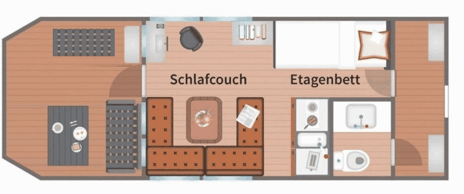 Grundriss der Elisabeth – Aufteilung an Bord